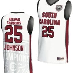 Raven Johnson Jersey #25 South Carolina Gamecocks 2024 NCAA Basketball National Champions White