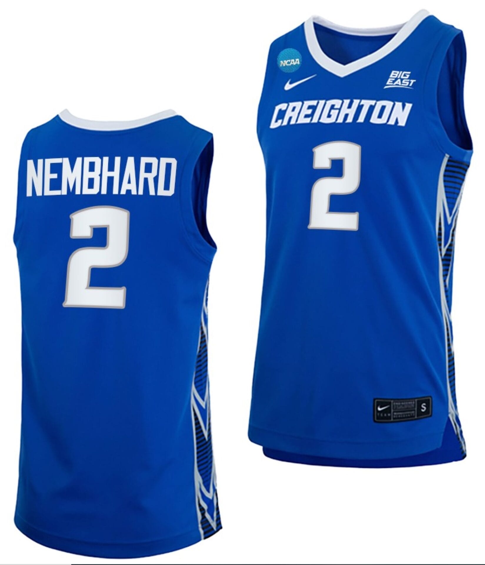 Ryan Nembhard Jersey #2 Creighton Bluejays College Basketball 2023 NCAA March Madness Blue