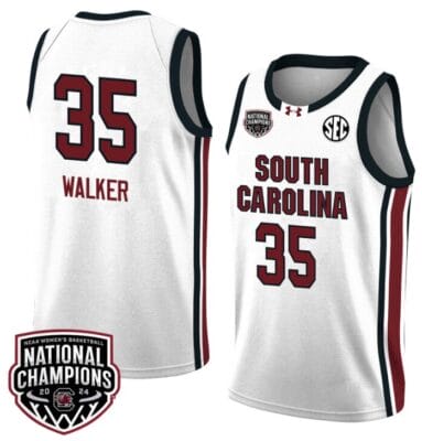 Sakima Walker Jersey #35 South Carolina Gamecocks 2024 NCAA Basketball National Champions White Red