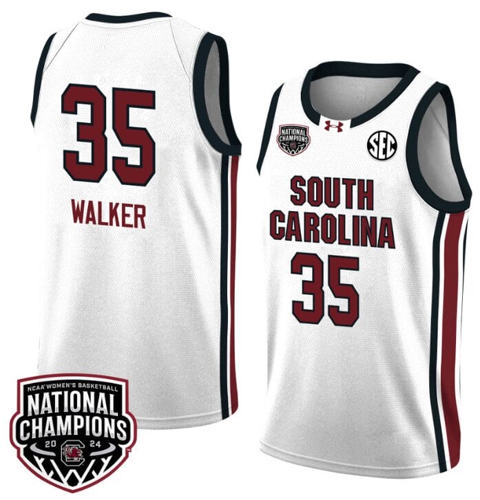 Sakima Walker Jersey #35 South Carolina Gamecocks 2024 NCAA Basketball National Champions White Red