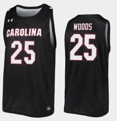 Seventh Woods Jersey #25 South Carolina Gamecocks College Basketball Black Replica