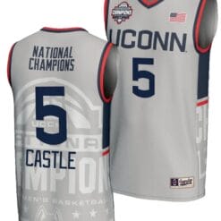 Stephon Castle Jersey #5 UConn Huskies 2024 NCAA Basketball National Champions Lightweight Gray