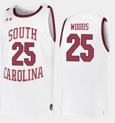 Seventh Woods Jersey #25 South Carolina Gamecocks College Basketball White Replica