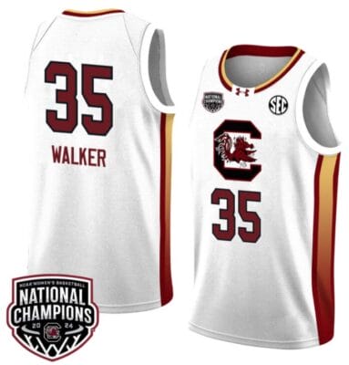 Sakima Walker Jersey #35 South Carolina Gamecocks 2024 NCAA Basketball National Champions White Yellow