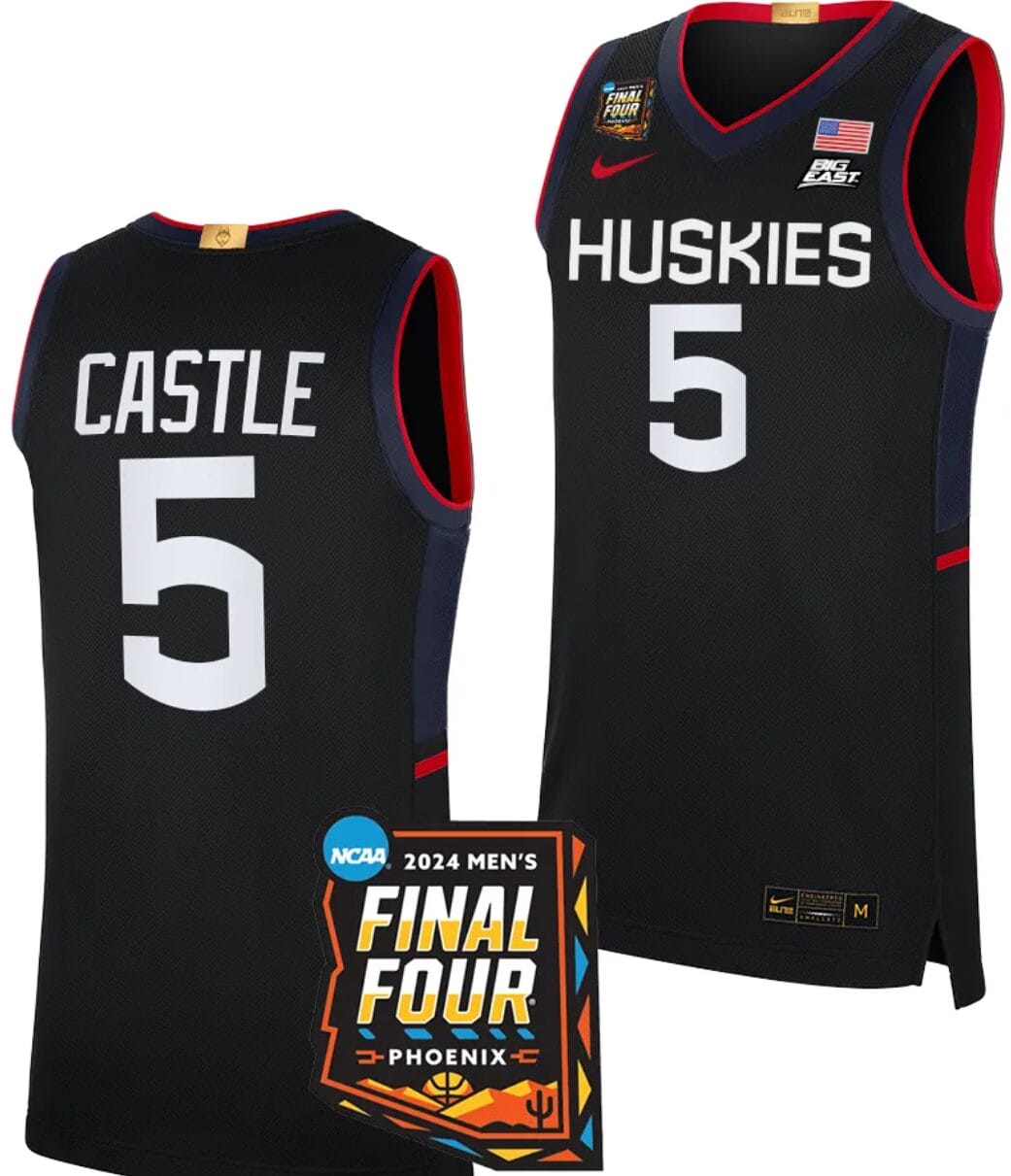 Stephon Castle Jersey #5 UConn Huskies Basketball 2024 NCAA March Madness Final Four Navy