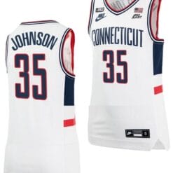 Samson Johnson Jersey UConn Huskies College Basketball Alumni White #35