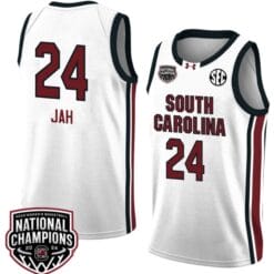 Sahnya Jah Jersey #24 South Carolina Gamecocks 2024 NCAA Basketball National Champions White Red