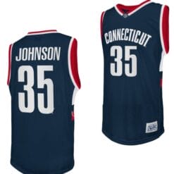 Samson Johnson Jersey UConn Huskies College Basketball Navy Retro #35