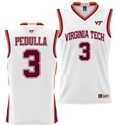 Sean Pedulla Jersey Virginia Tech Hokies College Basketball NIL Pick-A-Player White #3