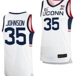 Samson Johnson Jersey UConn Huskies College Basketball White Replica #35