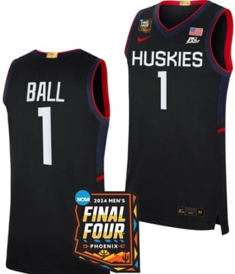 Solomon Ball Jersey #1 UConn Huskies Basketball 2024 NCAA March Madness Final Four Navy