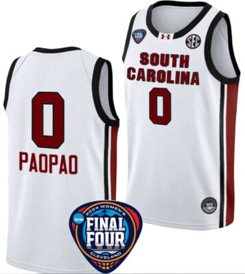 Te-Hina Paopao Jersey #0 South Carolina Gamecocks Basketball 2024 NCAA March Madness Final Four White