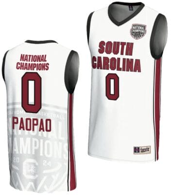 Te-Hina Paopao Jersey #0 South Carolina Gamecocks 2024 NCAA Basketball National Champions White