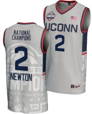 Tristen Newton Jersey #2 UConn Huskies 2024 NCAA Basketball National Champions Lightweight Gray