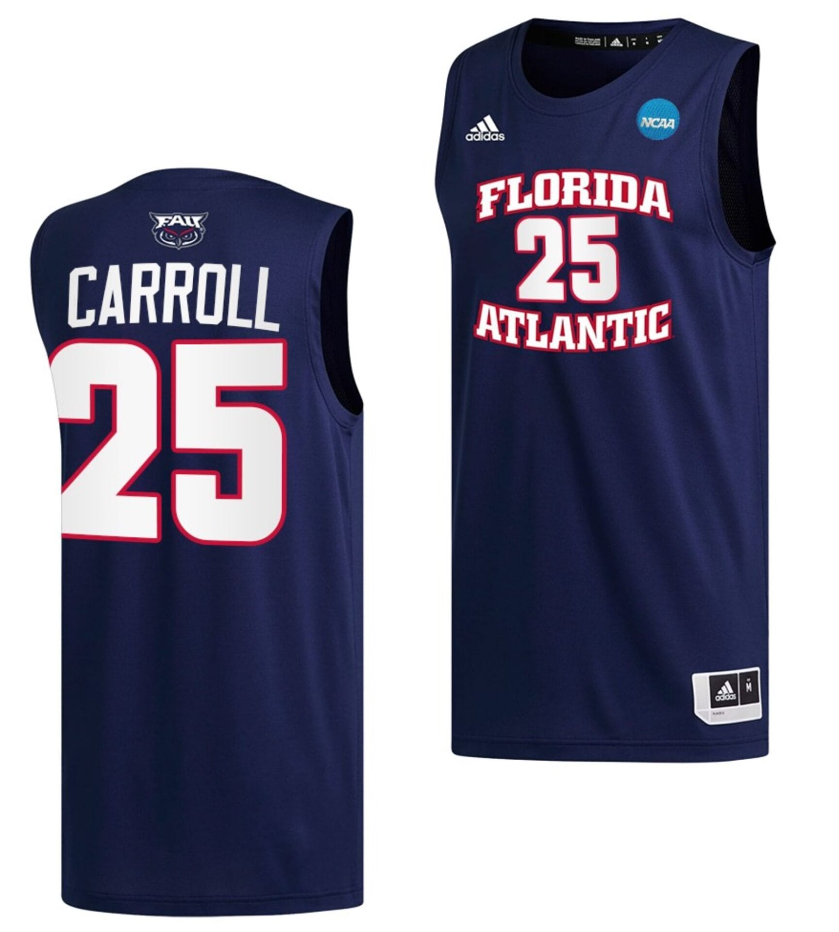Tre Carroll Jersey #25 FAU Owls College Basketball 2023 NCAA March Madness Navy