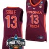 Taylor Soule Jersey Virginia Tech Hokies College Basketball 2023 NCAA Final Four Maroon #13