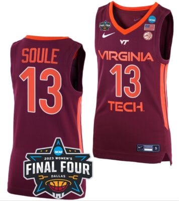 Taylor Soule Jersey Virginia Tech Hokies College Basketball 2023 NCAA Final Four Maroon #13