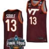 Taylor Soule Jersey #13 Virginia Tech Hokies College Basketball 2023 NCAA March Madness Final Four Maroon