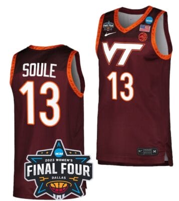Taylor Soule Jersey #13 Virginia Tech Hokies College Basketball 2023 NCAA March Madness Final Four Maroon