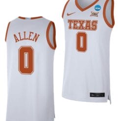 Timmy Allen Jersey #0 Texas Longhorns College Basketball 2023 NCAA March Madness White