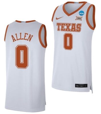 Timmy Allen Jersey #0 Texas Longhorns College Basketball 2023 NCAA March Madness White