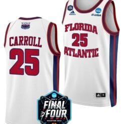 Tre Carroll Jersey #25 FAU Owls College Basketball 2023 NCAA Final Four White