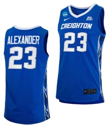 Trey Alexander Jersey #23 Creighton Bluejays College Basketball 2023 NCAA March Madness Blue