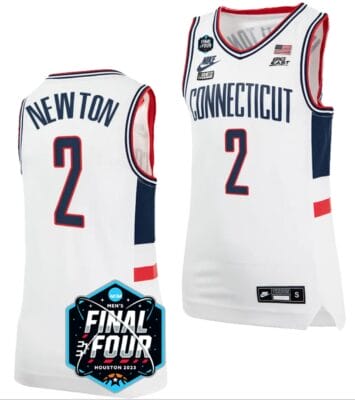 Tristen Newton Jersey #2 UConn Huskies 2023 NCAA National Championship March Madness White