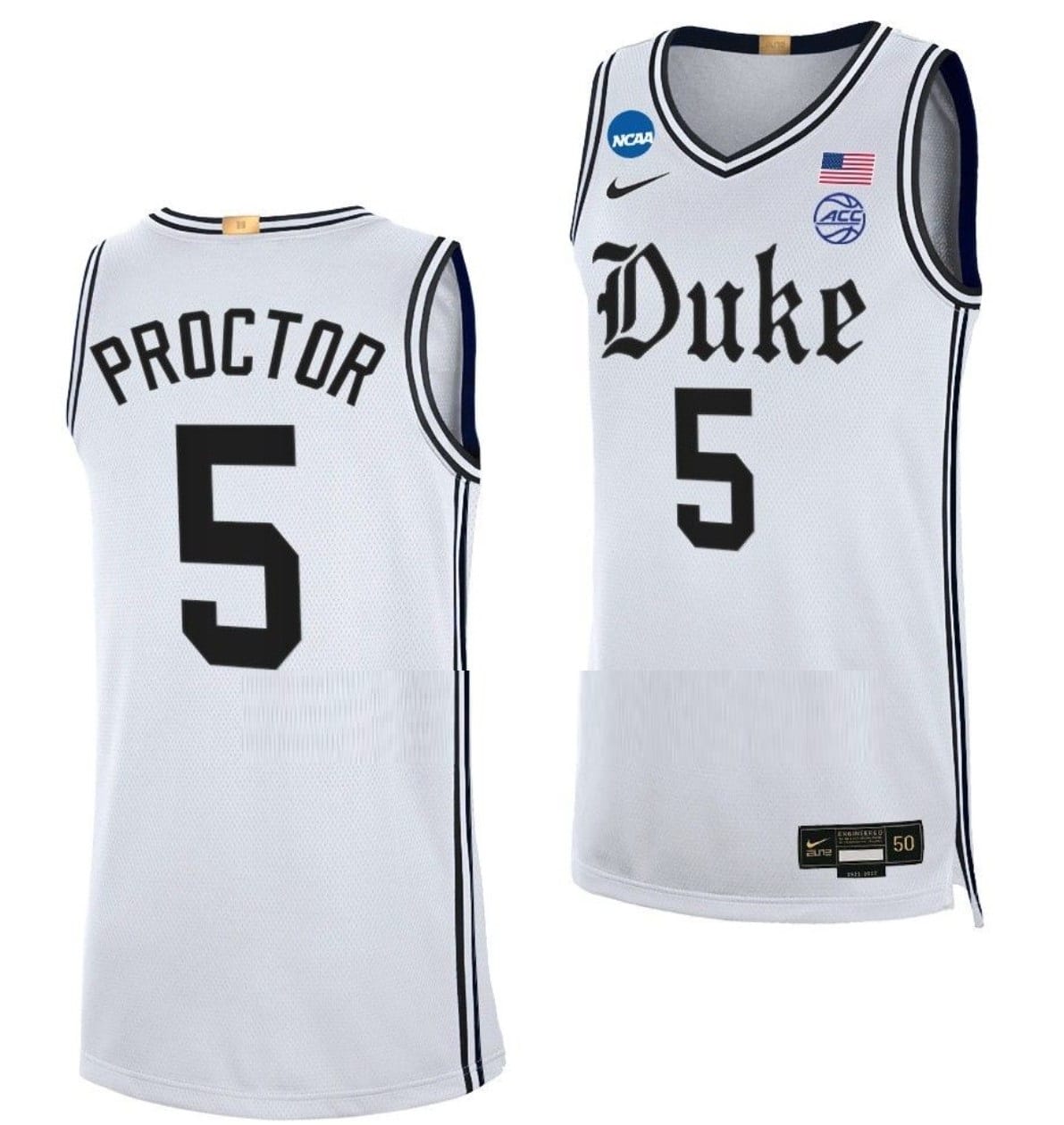Tyrese Proctor Jersey #5 Duke Blue Devil College Basketball 2023 NCAA March Madness White