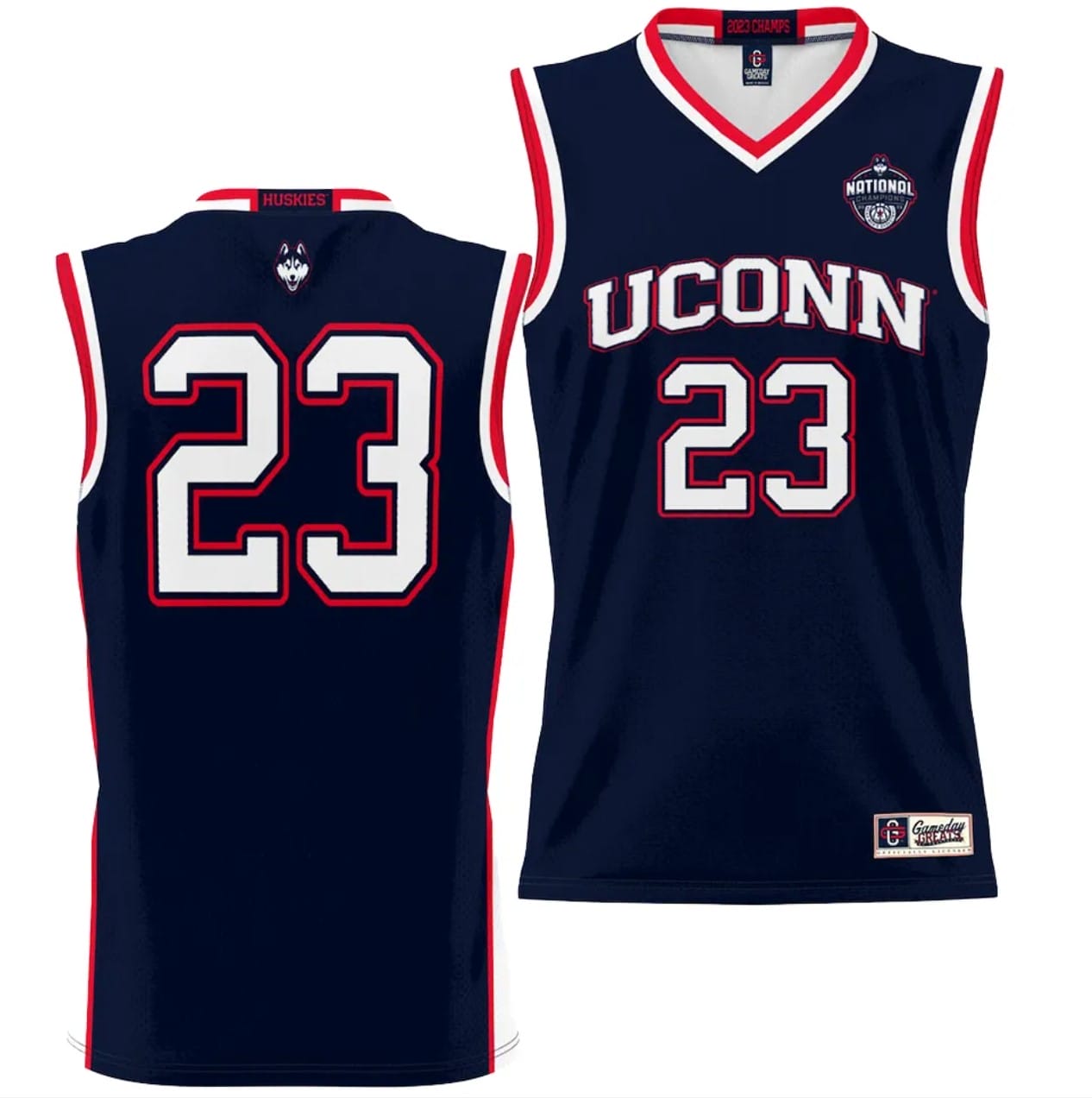 UConn Huskies Jersey 2023 NCAA National Champions Navy #23