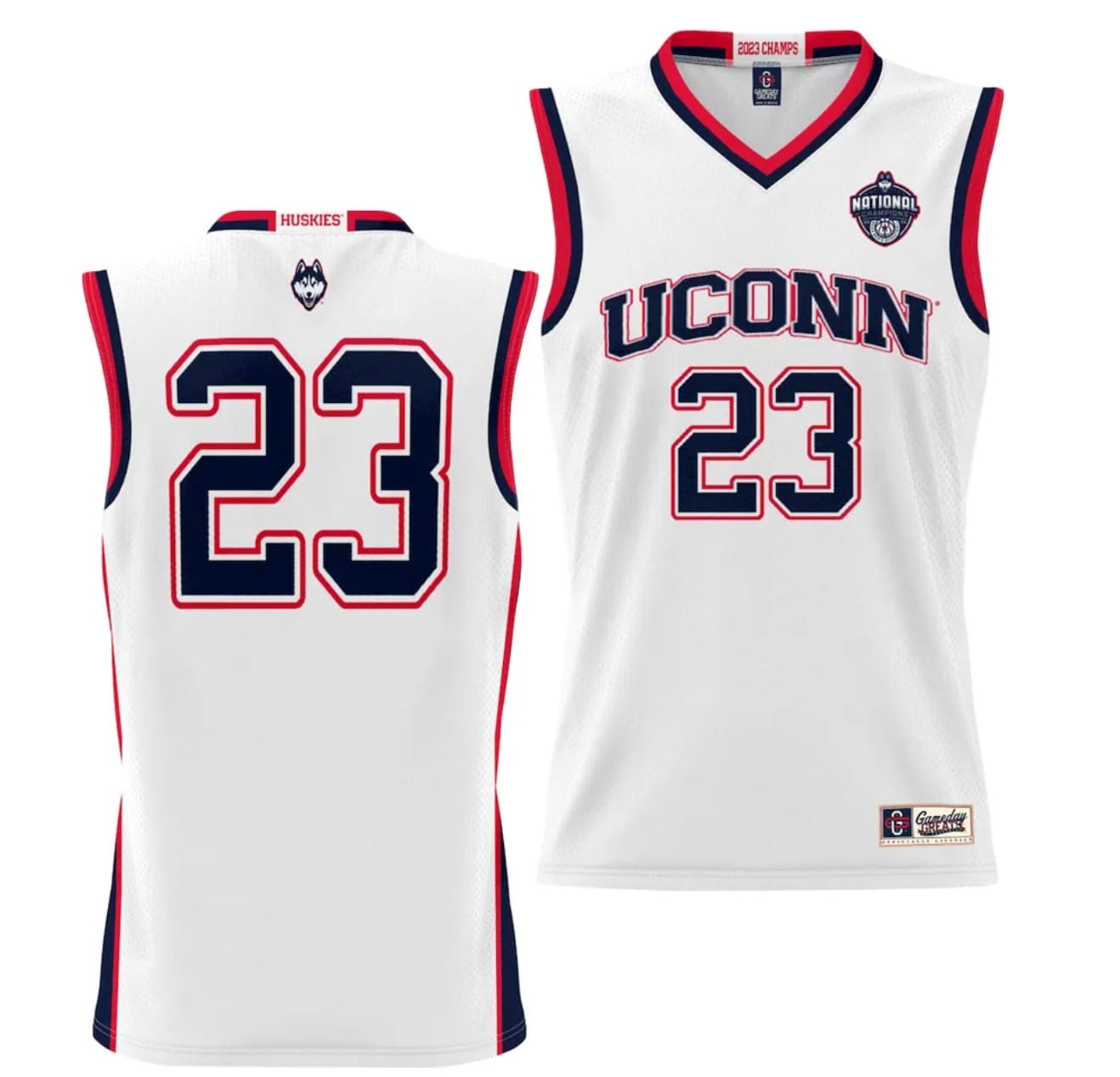 UConn Huskies Jersey 2023 NCAA National Champions White #23