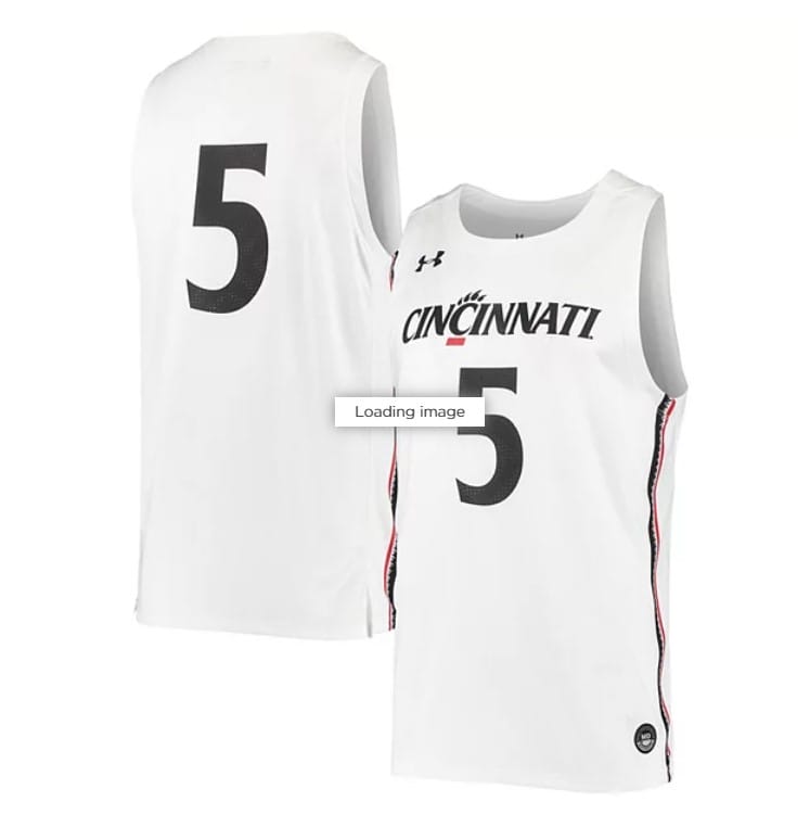 Under Armour #5 White Cincinnati Bearcats Jersey College Replica Basketball Jerseys