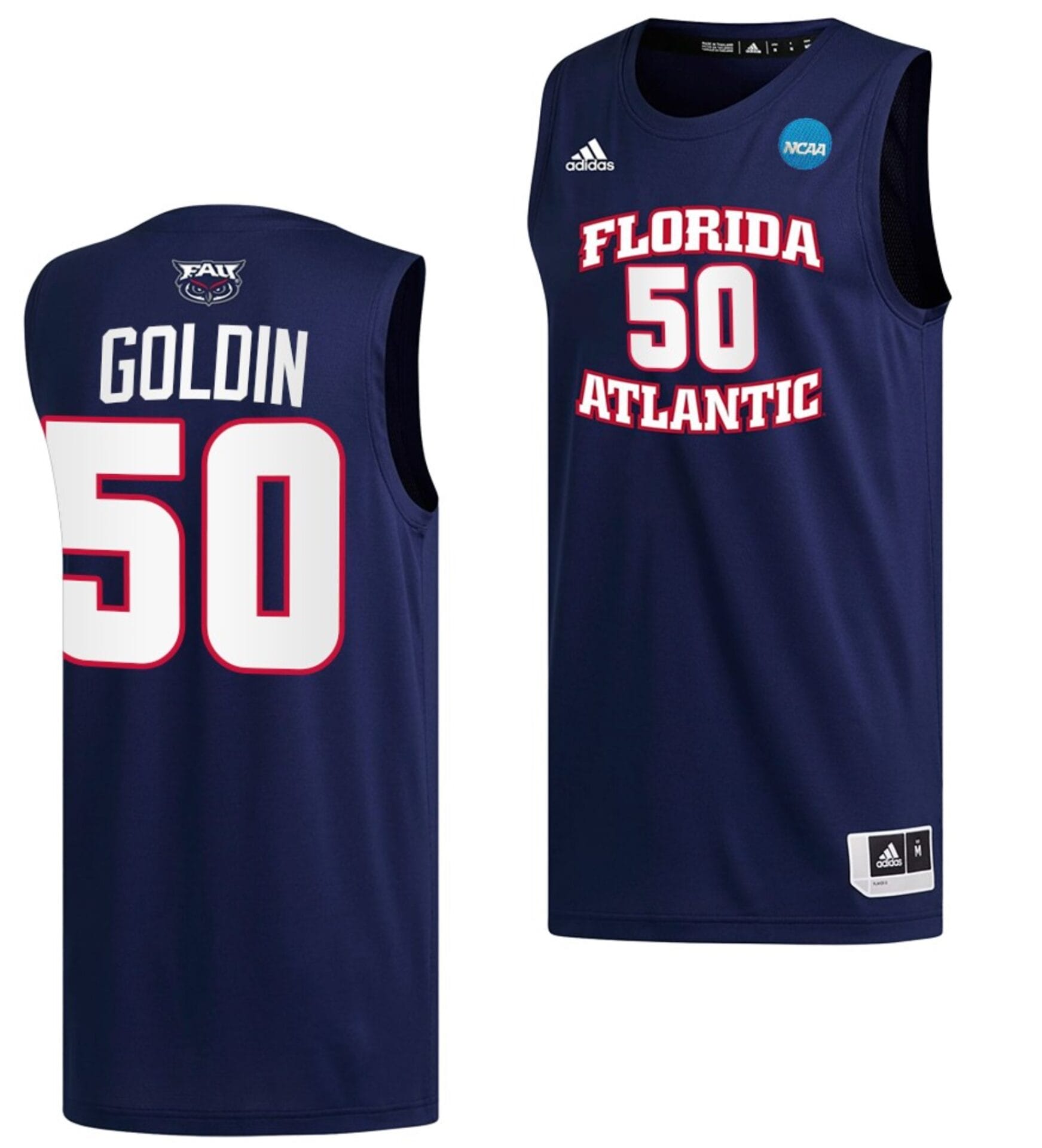 Vladislav Goldin Jersey #50 FAU Owls College Basketball 2023 NCAA March Madness Navy