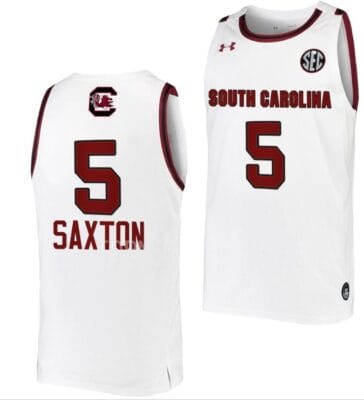 Victaria Saxton Jersey #5 South Carolina Gamecocks College Basketball White