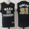 Wake Forest Demon Deacons #21 Tim Duncan NCAA Basketball Jersey Black