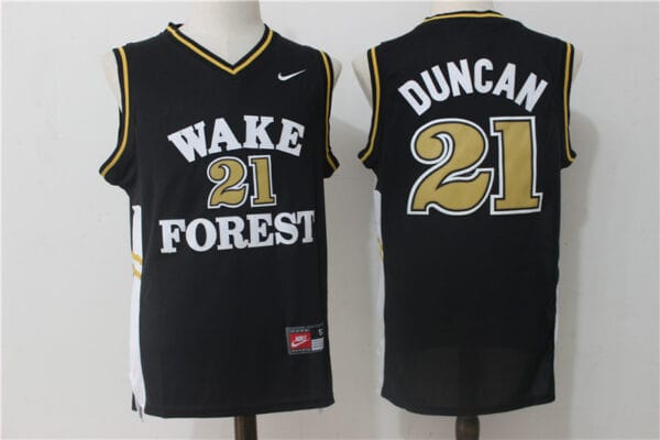 Wake Forest Demon Deacons #21 Tim Duncan NCAA Basketball Jersey Black