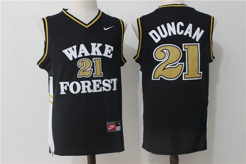 Wake Forest Demon Deacons #21 Tim Duncan NCAA Basketball Jersey Black