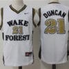 Tim Duncan Jersey #21 Wake Forest Demon Deacons Black NCAA Basketball Jersey White