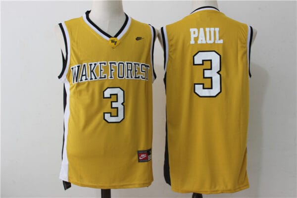 Wake Forest University #3 Chris Paul Jersey NCAA Basketball Jersey Yellow