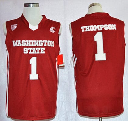 Washington State Cougars #1 Klay Thompson Jersey NCAA Basketball Jersey Red