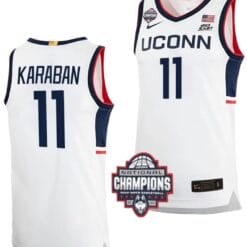 Alex Karaban Jersey #11 UConn Huskies 2024 NCAA Basketball National Champions White Elite