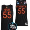 Wooga Poplar Jersey Miami Hurricanes 2023 NCAA March Madness Black College Basketball #55