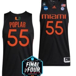 Wooga Poplar Jersey Miami Hurricanes 2023 NCAA March Madness Black College Basketball #55