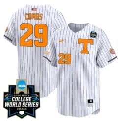 Aaron Combs Jersey #29 Tennessee Volunteers 2024 College World Series Patch Vapor Premier Limited NCAA Baseball Stitched Pinstripe