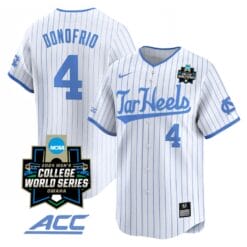 Anthony Donofrio Jersey #4 North Carolina Tar Heels 2024 College World Series Vapor Premier Limited NCAA Baseball Stitched White Pinstripe