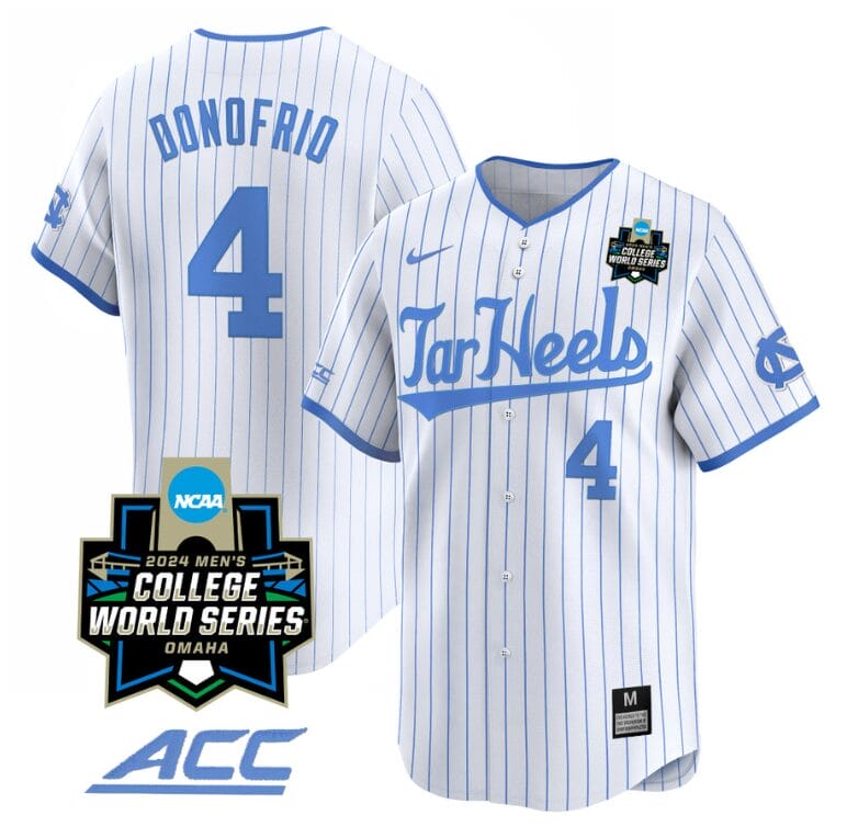 Anthony Donofrio Jersey #4 North Carolina Tar Heels 2024 College World Series Vapor Premier Limited NCAA Baseball Stitched White Pinstripe