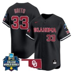Alyssa Brito Jersey #33 Oklahoma Sooners 2024 College World Series Patch Vapor Premier Limited NCAA Baseball Stitched Black