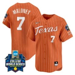Ashton Maloney Jersey #7 Texas AM Aggies 2024 College World Series Patch Vapor Premier Limited NCAA Baseball Stitched Pinstripe Orange