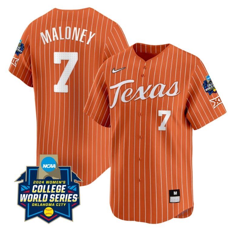Ashton Maloney Jersey #7 Texas AM Aggies 2024 College World Series Patch Vapor Premier Limited NCAA Baseball Stitched Pinstripe Orange