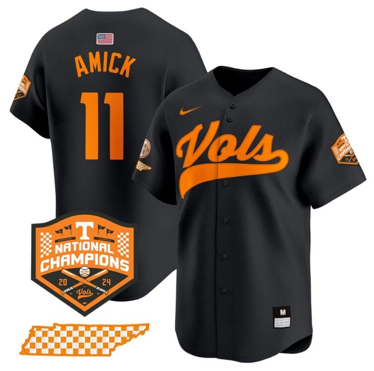 Billy Amick Jersey #11 Tennessee Volunteers Baseball 2024 Champions Vapor Premier Limited Black